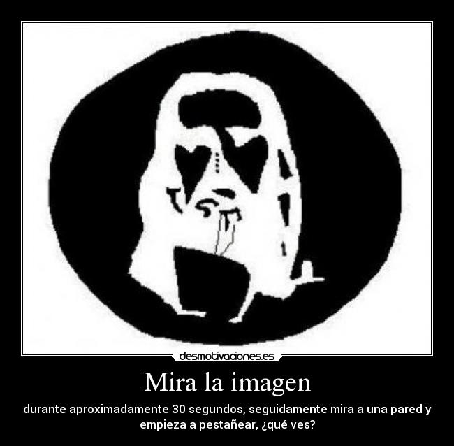 Mira la imagen - durante aproximadamente 30 segundos, seguidamente mira a una pared y
empieza a pestañear, ¿qué ves?