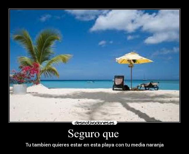 Seguro que - Tu tambien quieres estar en esta playa con tu media naranja