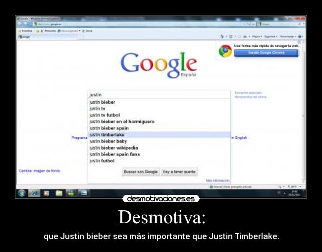Desmotiva: - que Justin bieber sea más importante que Justin Timberlake.