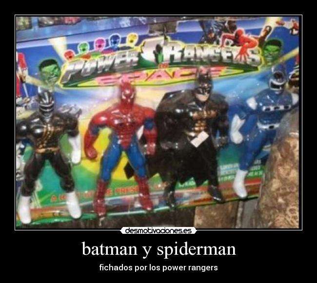 batman y spiderman - fichados por los power rangers