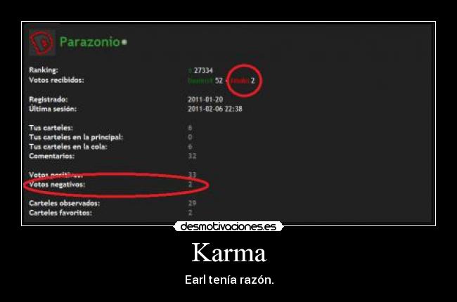 Karma - Earl tenía razón.