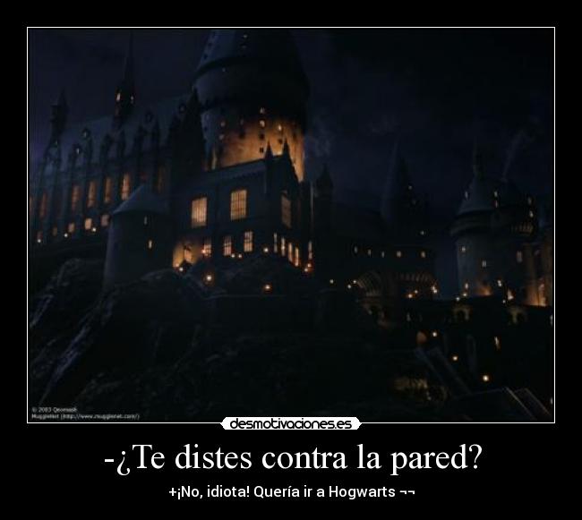 -¿Te distes contra la pared? - +¡No, idiota! Quería ir a Hogwarts ¬¬