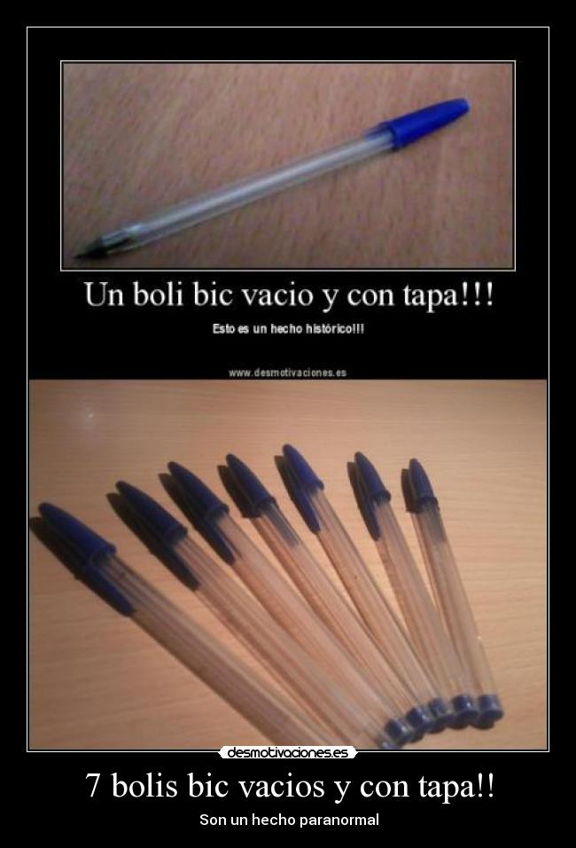7 bolis bic vacios y con tapa!! -