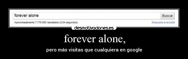 forever alone, - pero más visitas que cualquiera en google
