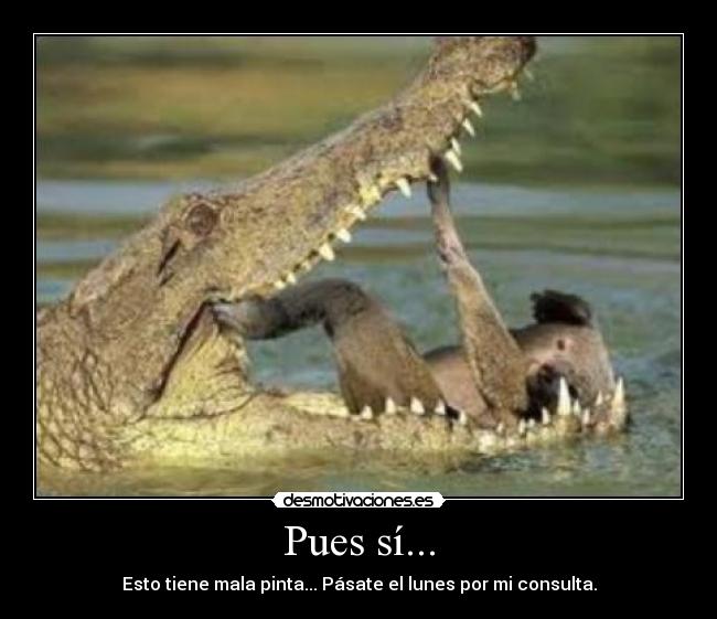 Pues sí... - Esto tiene mala pinta... Pásate el lunes por mi consulta.