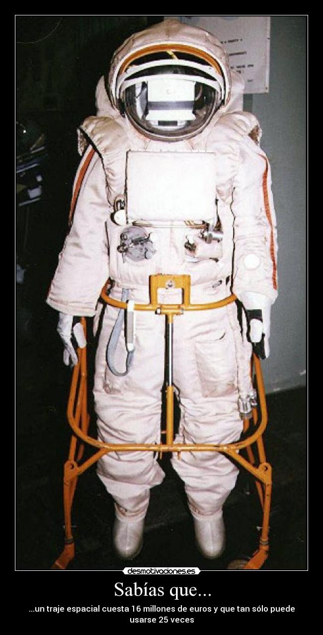 Sabías que... - ...un traje espacial cuesta 16 millones de euros y que tan sólo puede usarse 25 veces