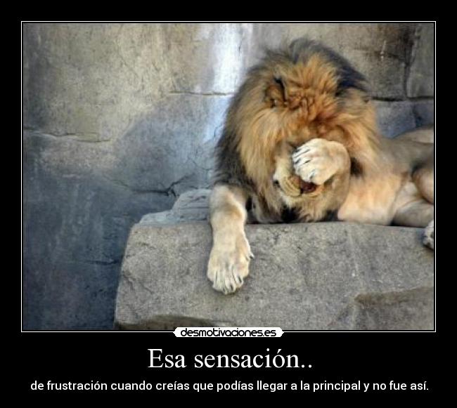 Esa sensación.. - de frustración cuando creías que podías llegar a la principal y no fue así.