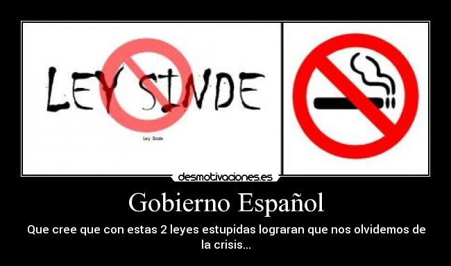 Gobierno Español - Que cree que con estas 2 leyes estupidas lograran que nos olvidemos de la crisis...