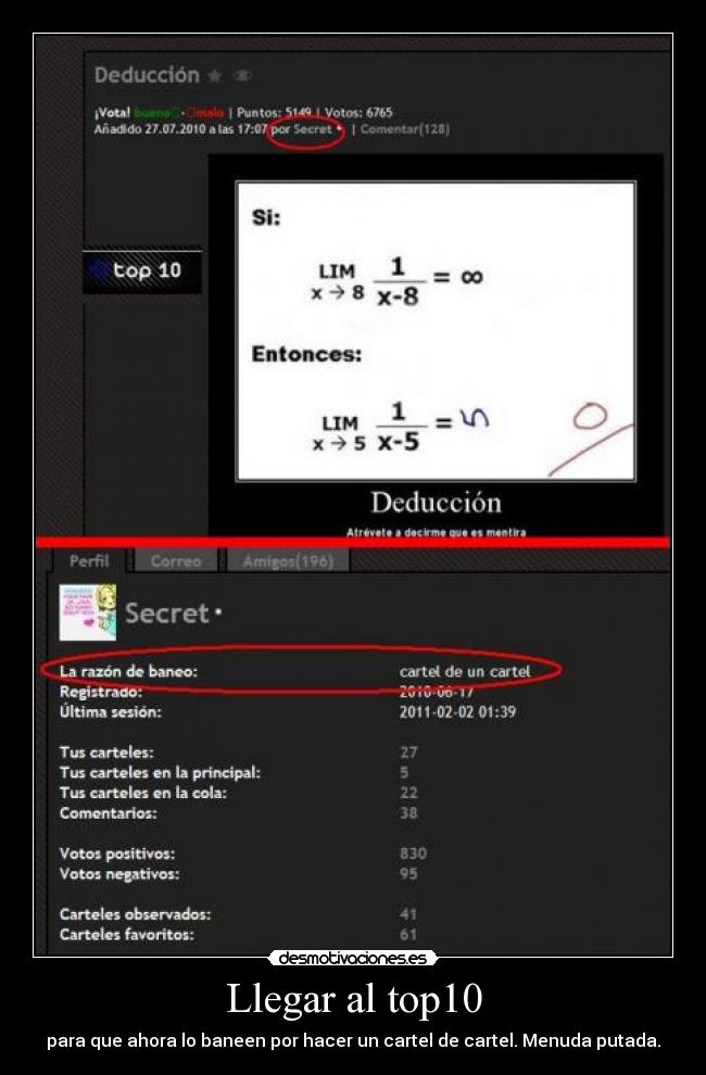 Llegar al top10 - para que ahora lo baneen por hacer un cartel de cartel. Menuda putada.