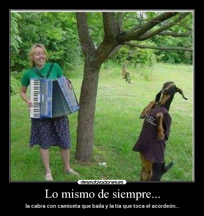 Lo mismo de siempre... - la cabra con camiseta que baila y la tía que toca el acordeón...