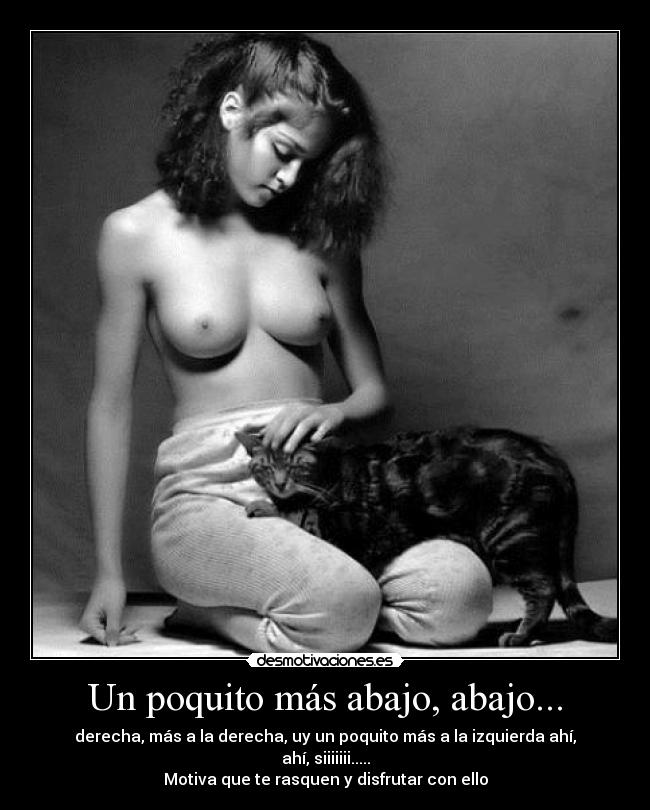 Un poquito más abajo, abajo... - derecha, más a la derecha, uy un poquito más a la izquierda ahí, ahí, siiiiiii.....
Motiva que te rasquen y disfrutar con ello