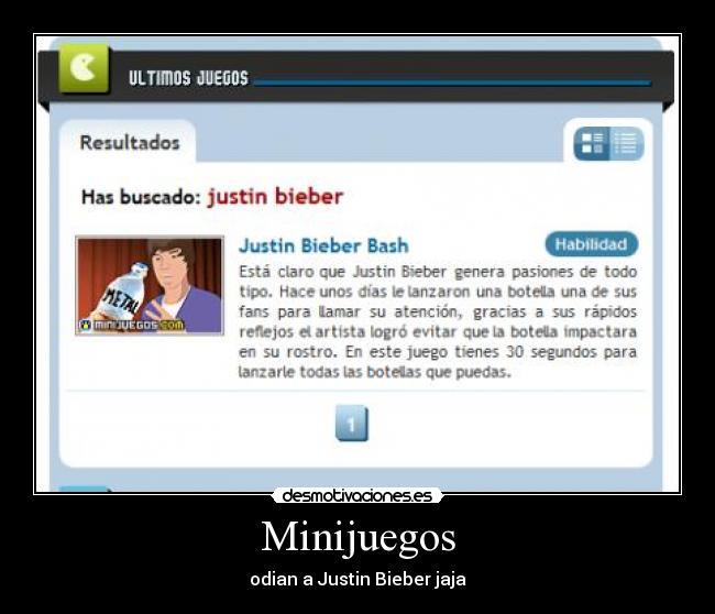 Minijuegos - odian a Justin Bieber jaja