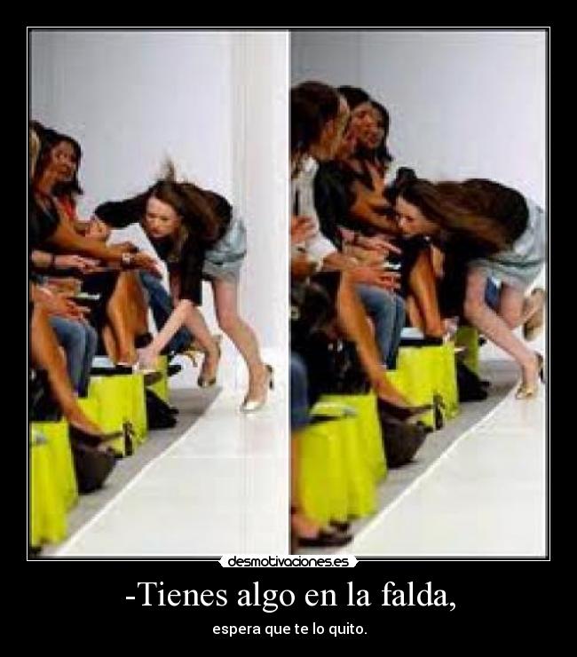 -Tienes algo en la falda, - espera que te lo quito.