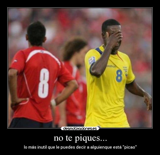 no te piques... - lo más inutil que le puedes decir a alguienque está picao
