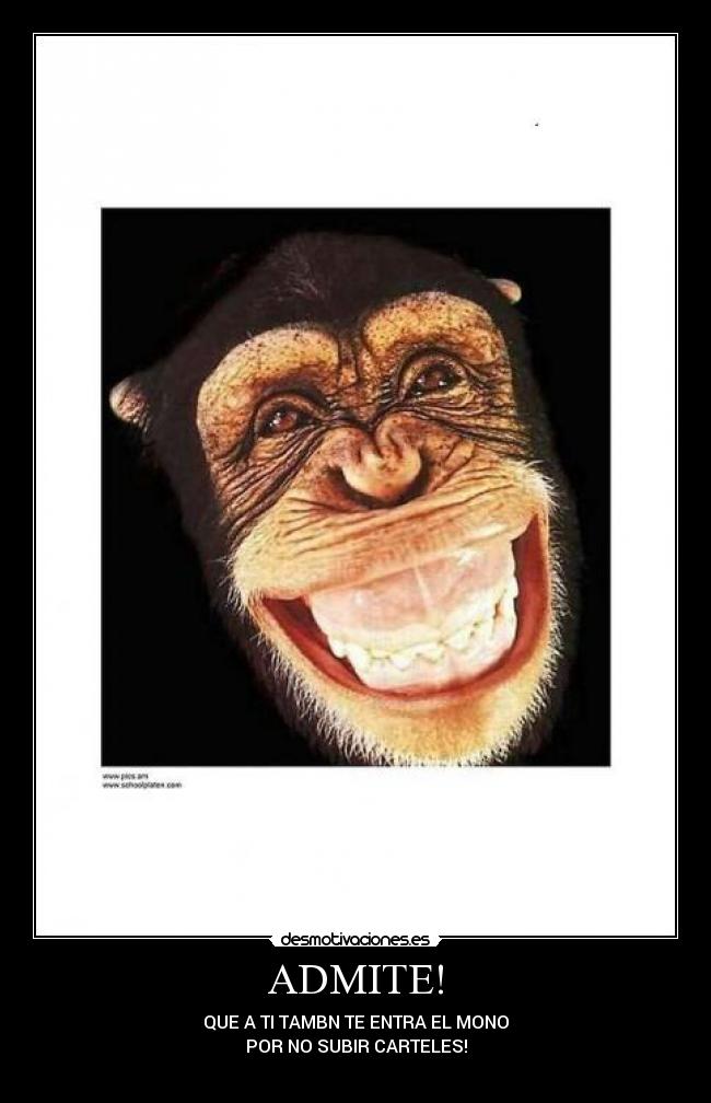 ADMITE! - QUE A TI TAMBN TE ENTRA EL MONO
POR NO SUBIR CARTELES!
