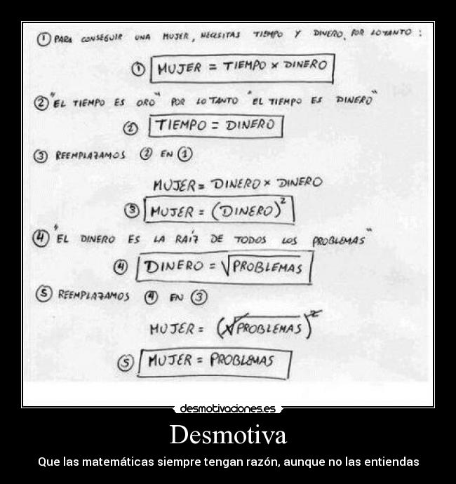 Desmotiva - Que las matemáticas siempre tengan razón, aunque no las entiendas