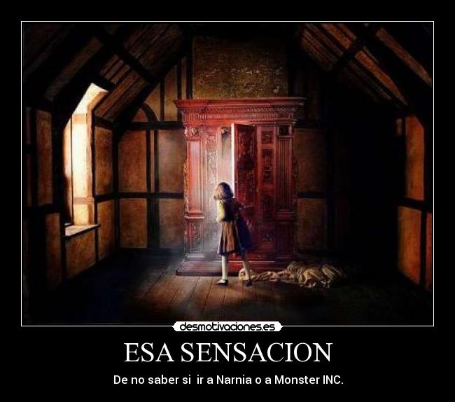 ESA SENSACION - De no saber si  ir a Narnia o a Monster INC.