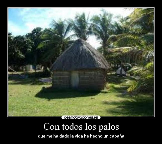 Con todos los palos - que me ha dado la vida he hecho un cabaña
