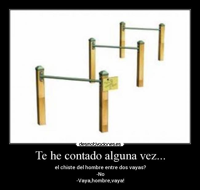 Te he contado alguna vez... - el chiste del hombre entre dos vayas?
-No
-Vaya,hombre,vaya!