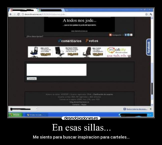 En esas sillas... - Me siento para buscar inspiracion para carteles...
