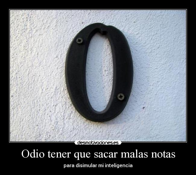 Odio tener que sacar malas notas -