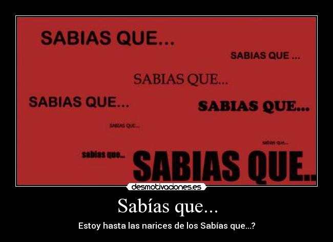 Sabías que... - Estoy hasta las narices de los Sabías que...?