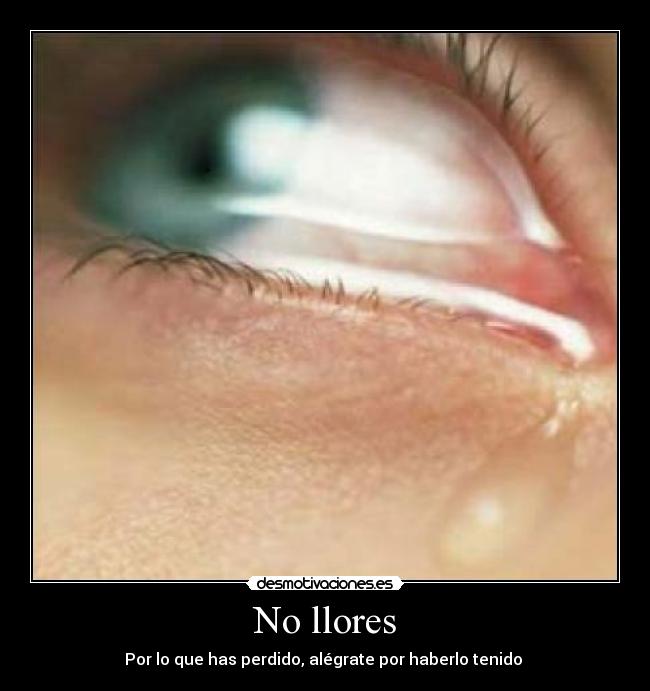  No llores  - Por lo que has perdido, alégrate por haberlo tenido 