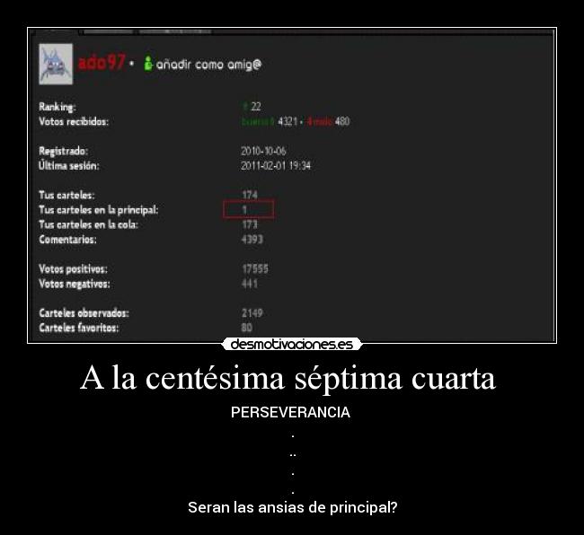 A la centésima séptima cuarta -