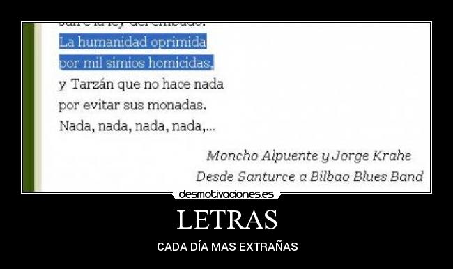 LETRAS - CADA DÍA MAS EXTRAÑAS