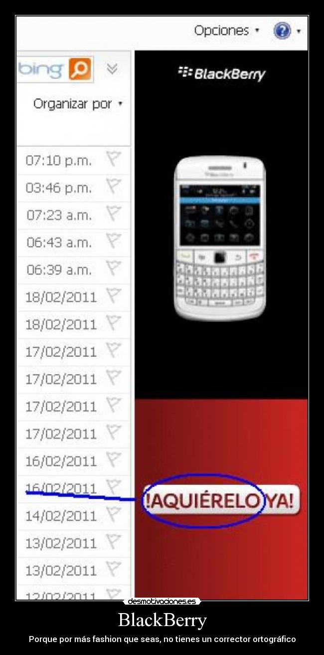 BlackBerry - Porque por más fashion que seas, no tienes un corrector ortográfico