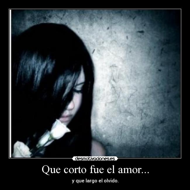 Que corto fue el amor... - y que largo el olvido.
