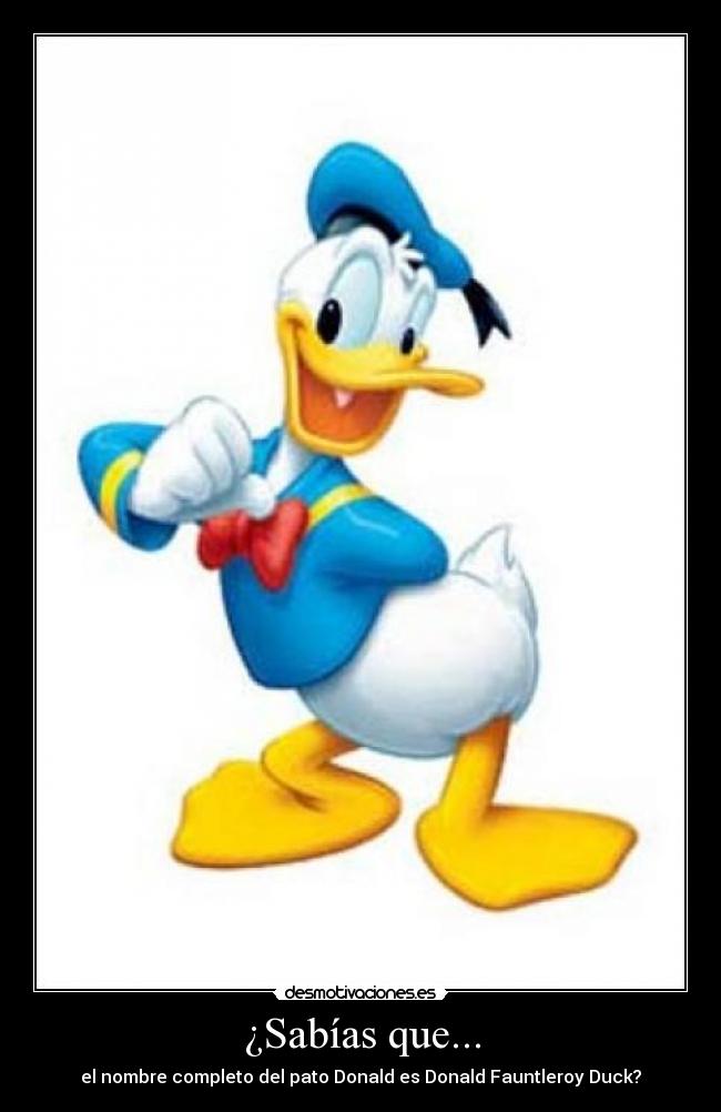 ¿Sabías que... - el nombre completo del pato Donald es Donald Fauntleroy Duck?