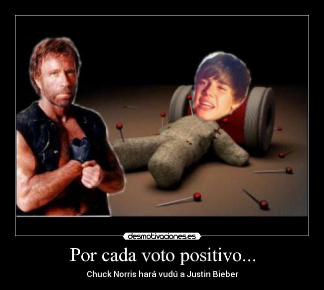 Por cada voto positivo... - Chuck Norris hará vudú a Justin Bieber
