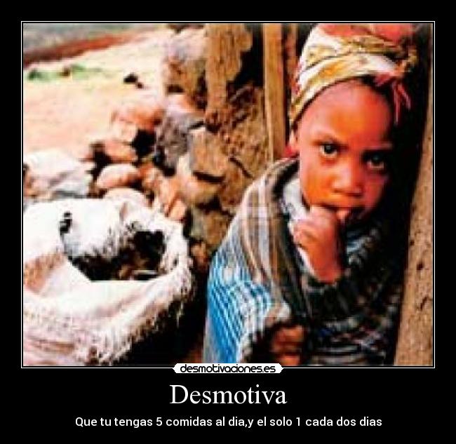Desmotiva - Que tu tengas 5 comidas al dia,y el solo 1 cada dos dias