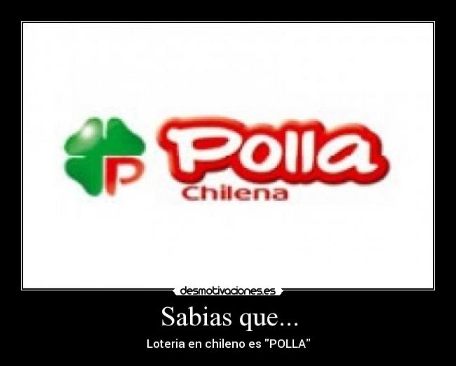 Sabias que... - Loteria en chileno es POLLA