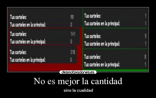 No es mejor la cantidad - sino la cualidad