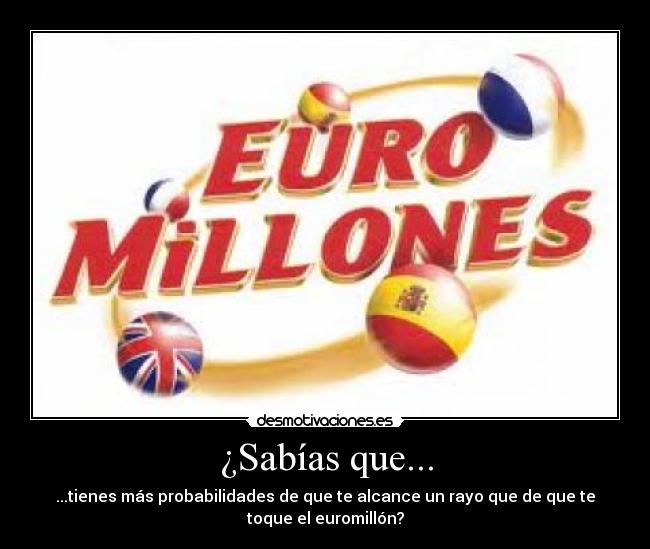¿Sabías que... - ...tienes más probabilidades de que te alcance un rayo que de que te
toque el euromillón?