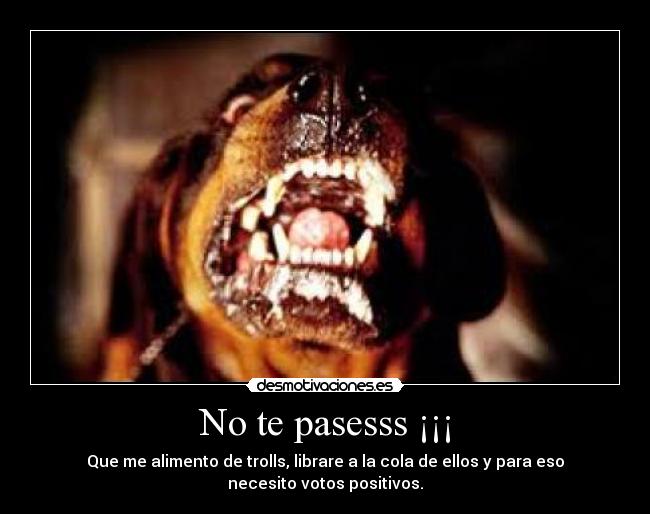 No te pasesss ¡¡¡ - Que me alimento de trolls, librare a la cola de ellos y para eso necesito votos positivos.