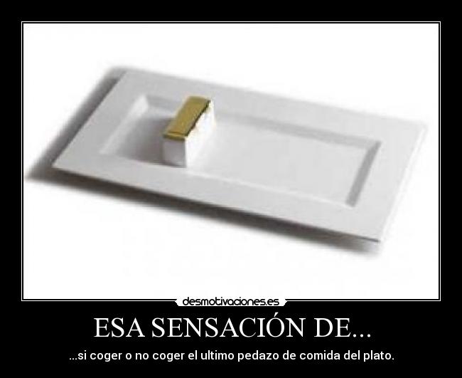 ESA SENSACIÓN DE... - ...si coger o no coger el ultimo pedazo de comida del plato.