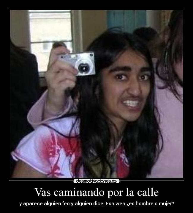 Vas caminando por la calle - y aparece alguien feo y alguien dice: Esa wea ¿es hombre o mujer?
