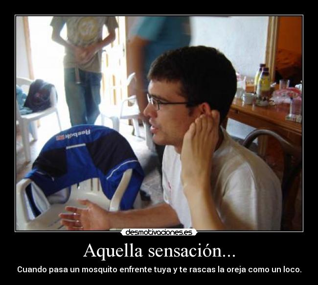 Aquella sensación... - Cuando pasa un mosquito enfrente tuya y te rascas la oreja como un loco.