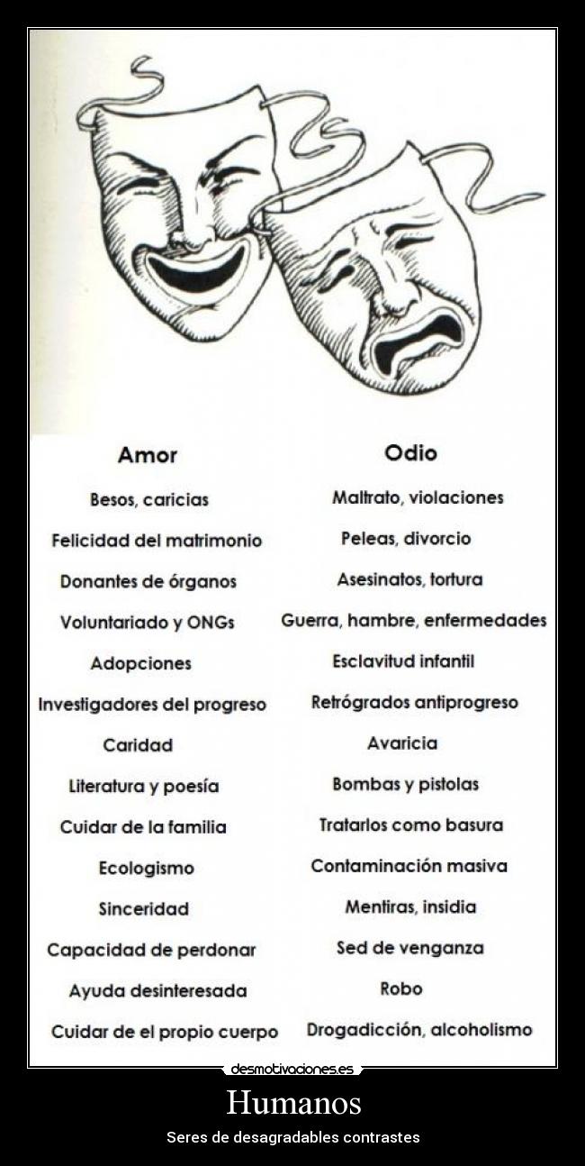 Humanos - Seres de desagradables contrastes