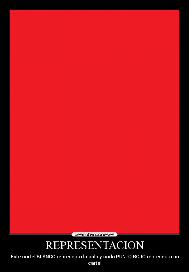 REPRESENTACION - Este cartel BLANCO representa la cola y cada PUNTO ROJO representa un cartel