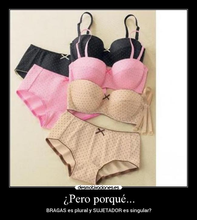¿Pero porqué... - BRAGAS es plural y SUJETADOR es singular?
