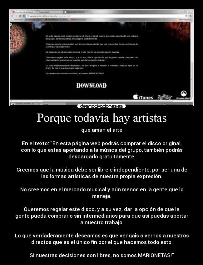 carteles esta pagina web podras comprar disco original con que estas aportando musica del desmotivaciones