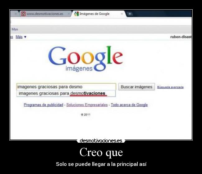 Creo que - Solo se puede llegar a la principal así