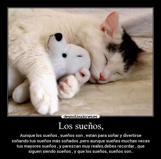 Los sueños, - Aunque los sueños , sueños son , estan para soñar y divertirse
soñando tus sueños más soñados ,pero aunque sueñes muchas veces
tus mayores sueños , y parezcan muy reales,debes recordar , que
siguen siendo sueños , y que los sueños, sueños son..