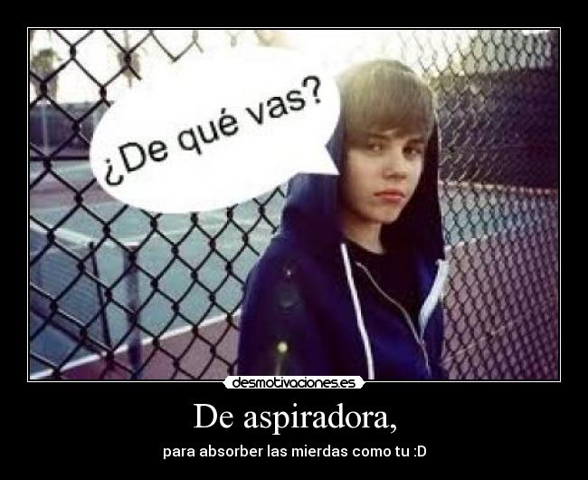 De aspiradora, - para absorber las mierdas como tu :D