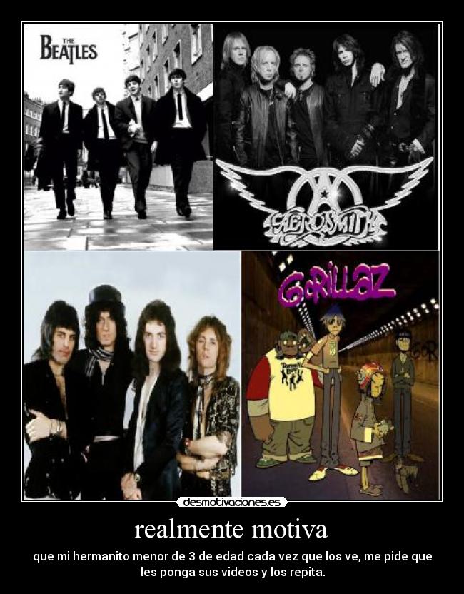 carteles the beatles aerosmith queen gorillaz desmotivaciones