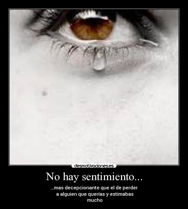 No hay sentimiento... - ...mas decepcionante que el de perder
a alguien que querías y estimabas
mucho